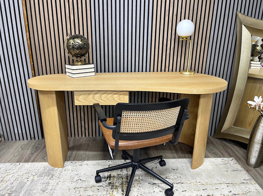 Courbe Curved Light Oak Desk