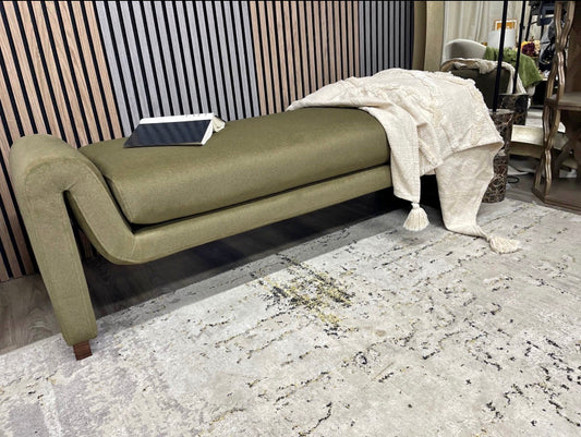 Bennett Moss Green Mohair Velvet Bench