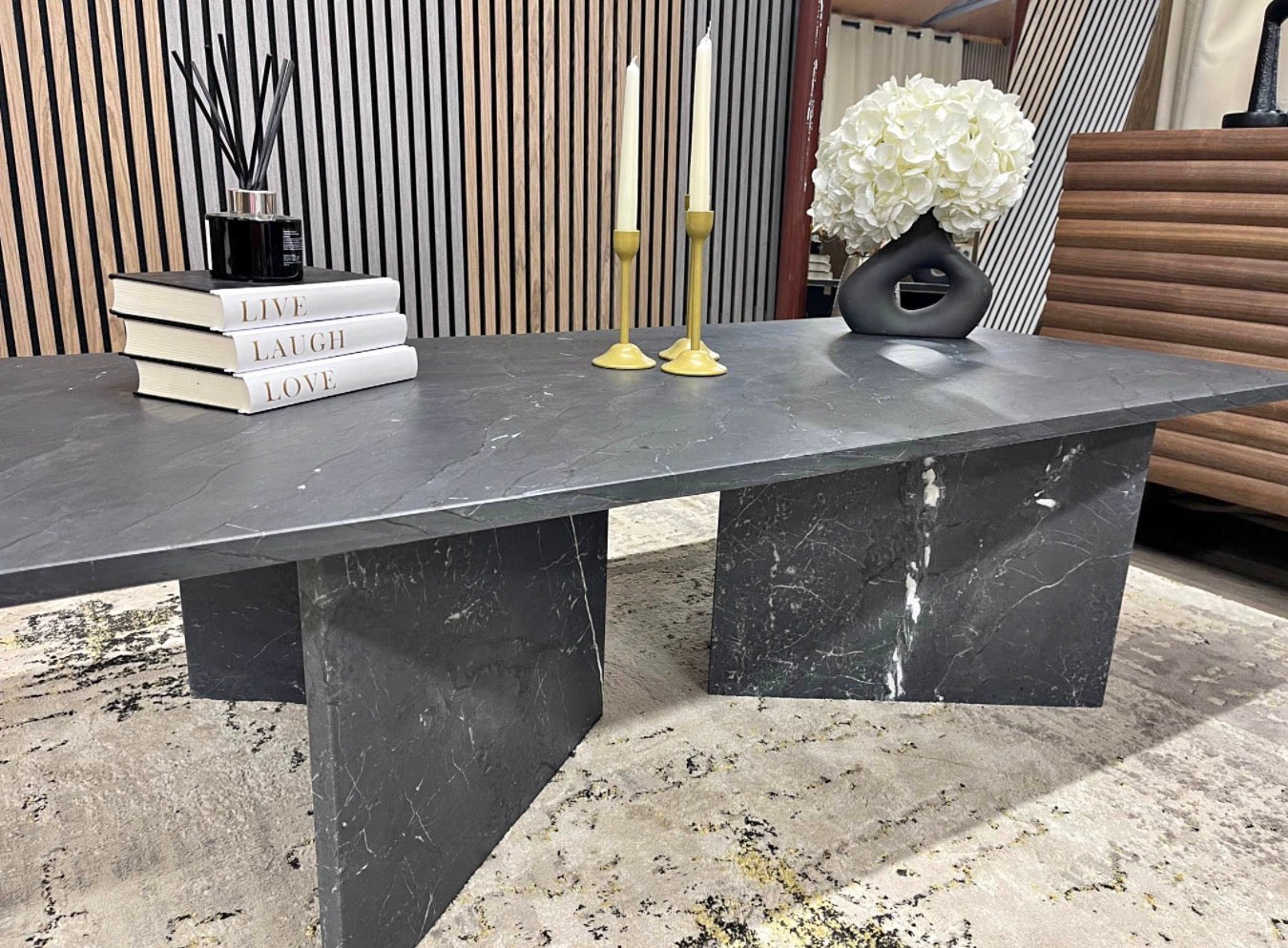 Vega Rectangle Black Marble Coffee Table