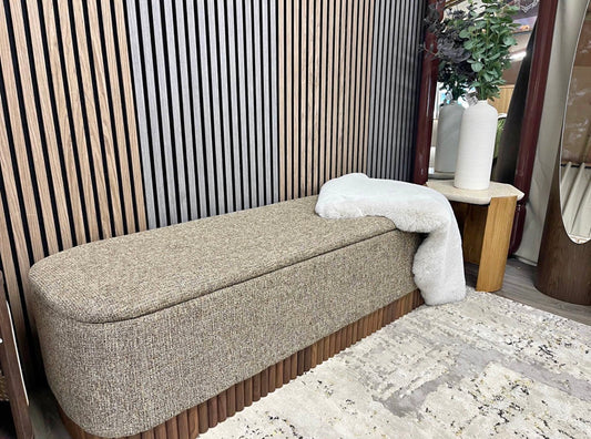 Speckled Cappuccino Boucle Storage Ottoman