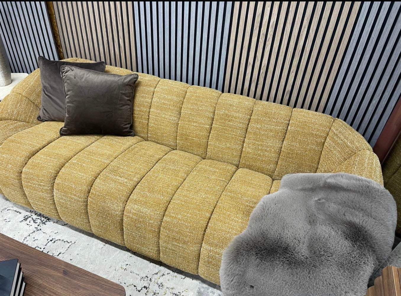 Ivy Speckled Honey Boucle 3 Seater Sofa
