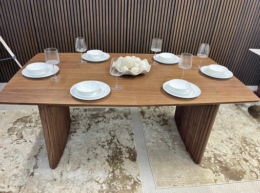 CALEB 6-8 SEAT RECTANGLE WOODEN EXTENDABLE DINING TABLE