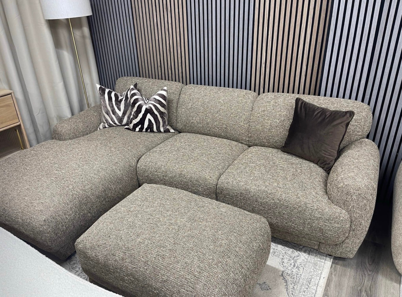 Cloud Left Hand Speckled Cappuccino Boucle  Chaise Sofa