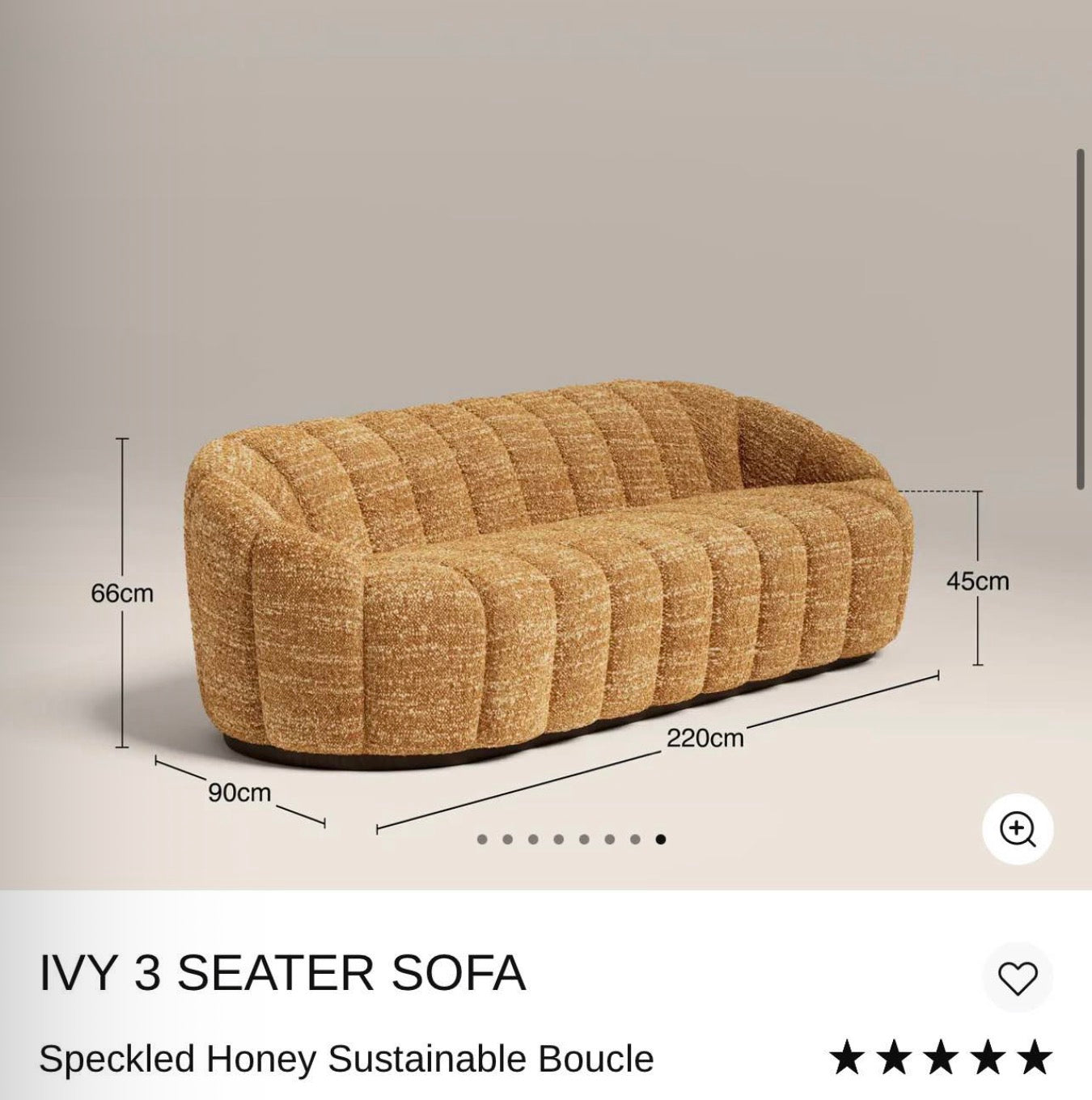 Ivy 3 Seater Speckled Honey Boucle Sofa