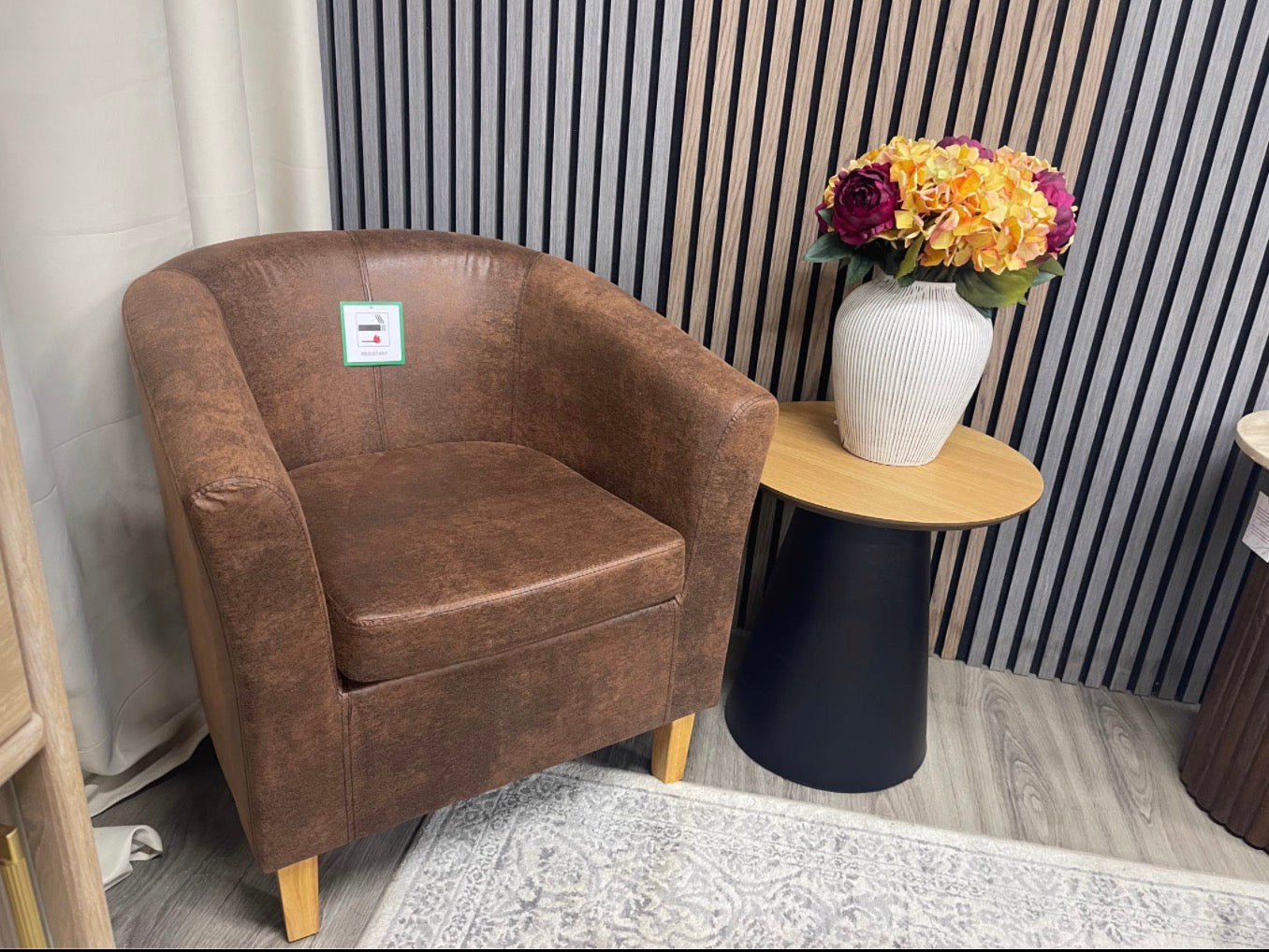 Brown Faux Leather Tub Chair
