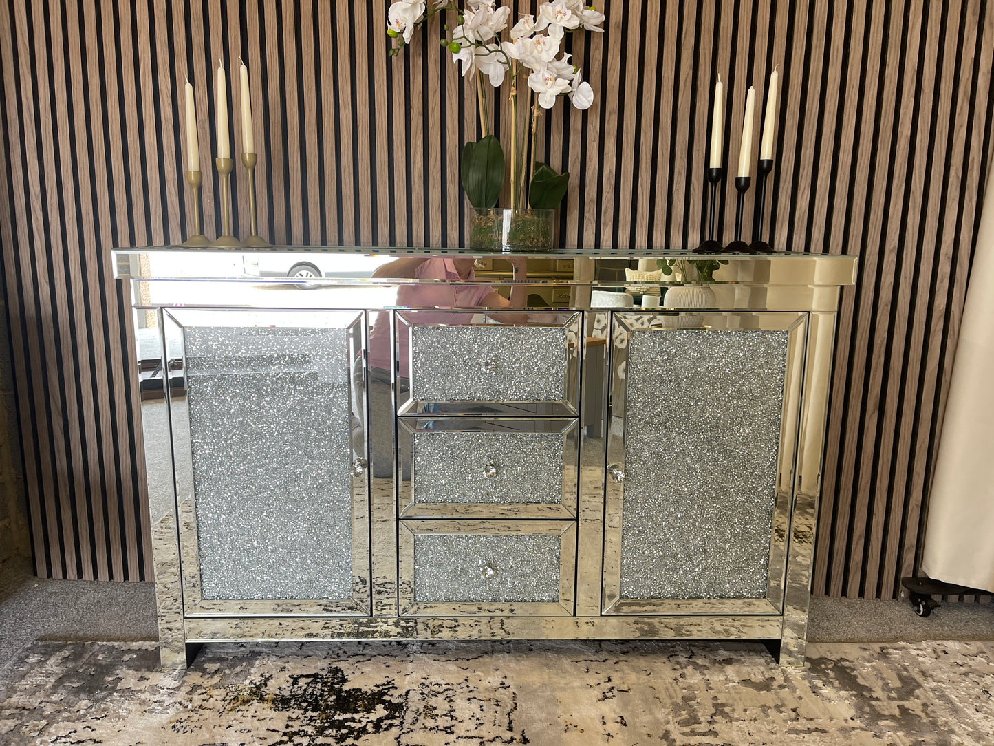 Crushed mirrored sideboard