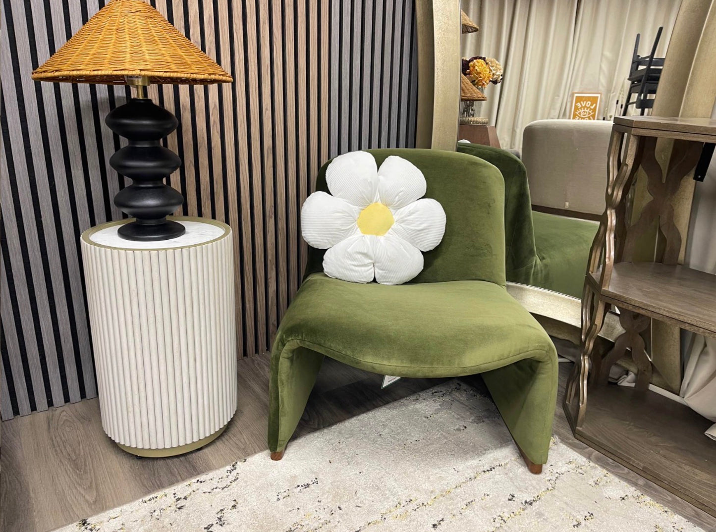 Arlet Olive Green Velvet Accent Chair