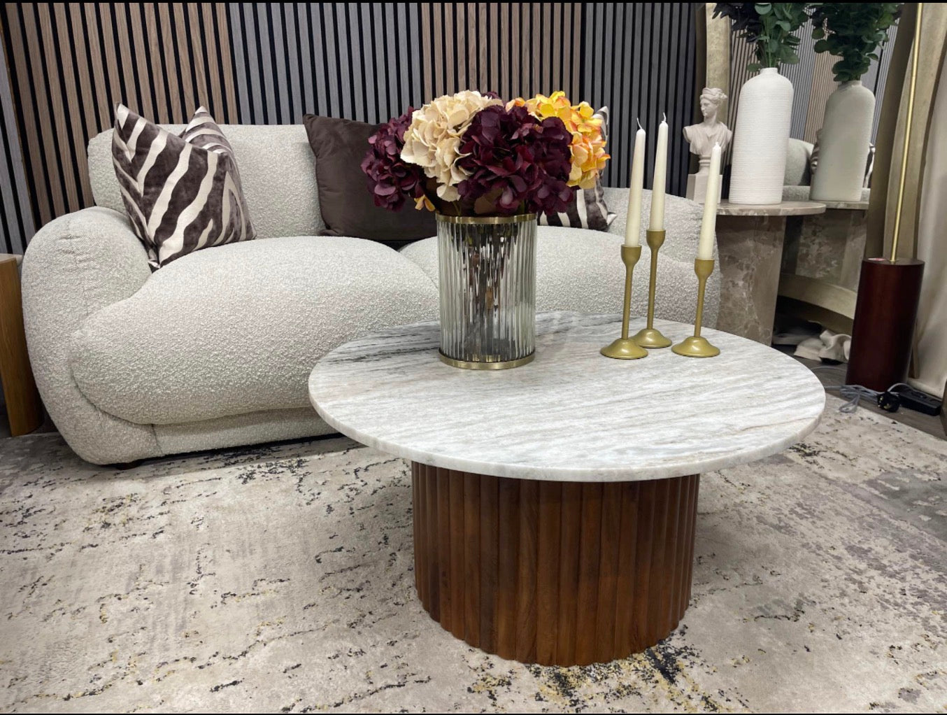 Grey Marble Round Coffee Table