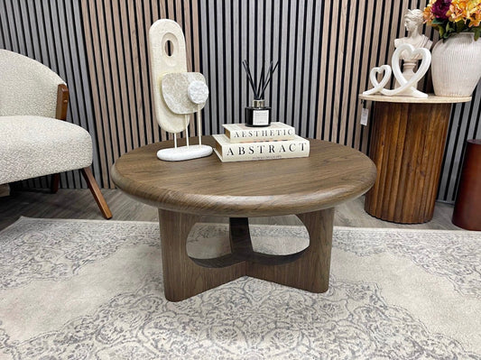 Round Walnut Effect Coffee Table