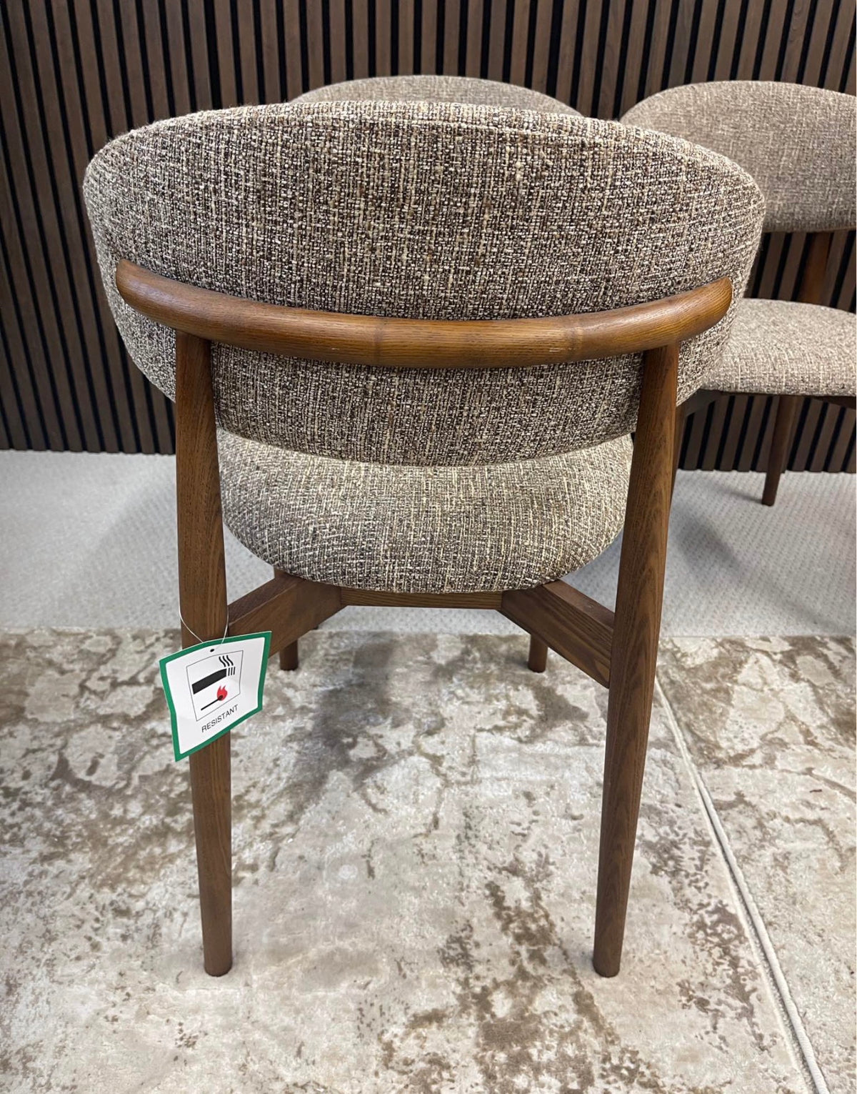 Halston Cappuccino Speckled Boucle Dining Chairs x4