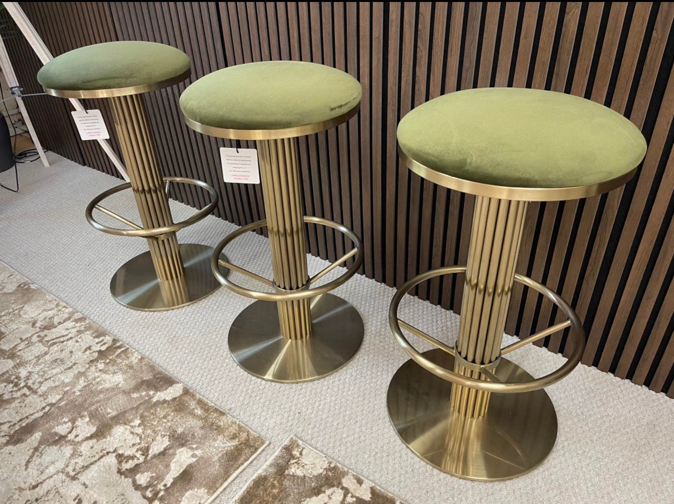 Olive Green Kitchen Stools x3