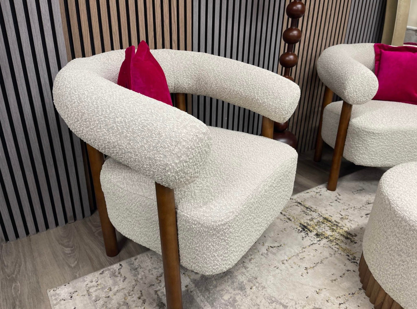 Set of 2 Speckled Stone Boucle Accent Chairs