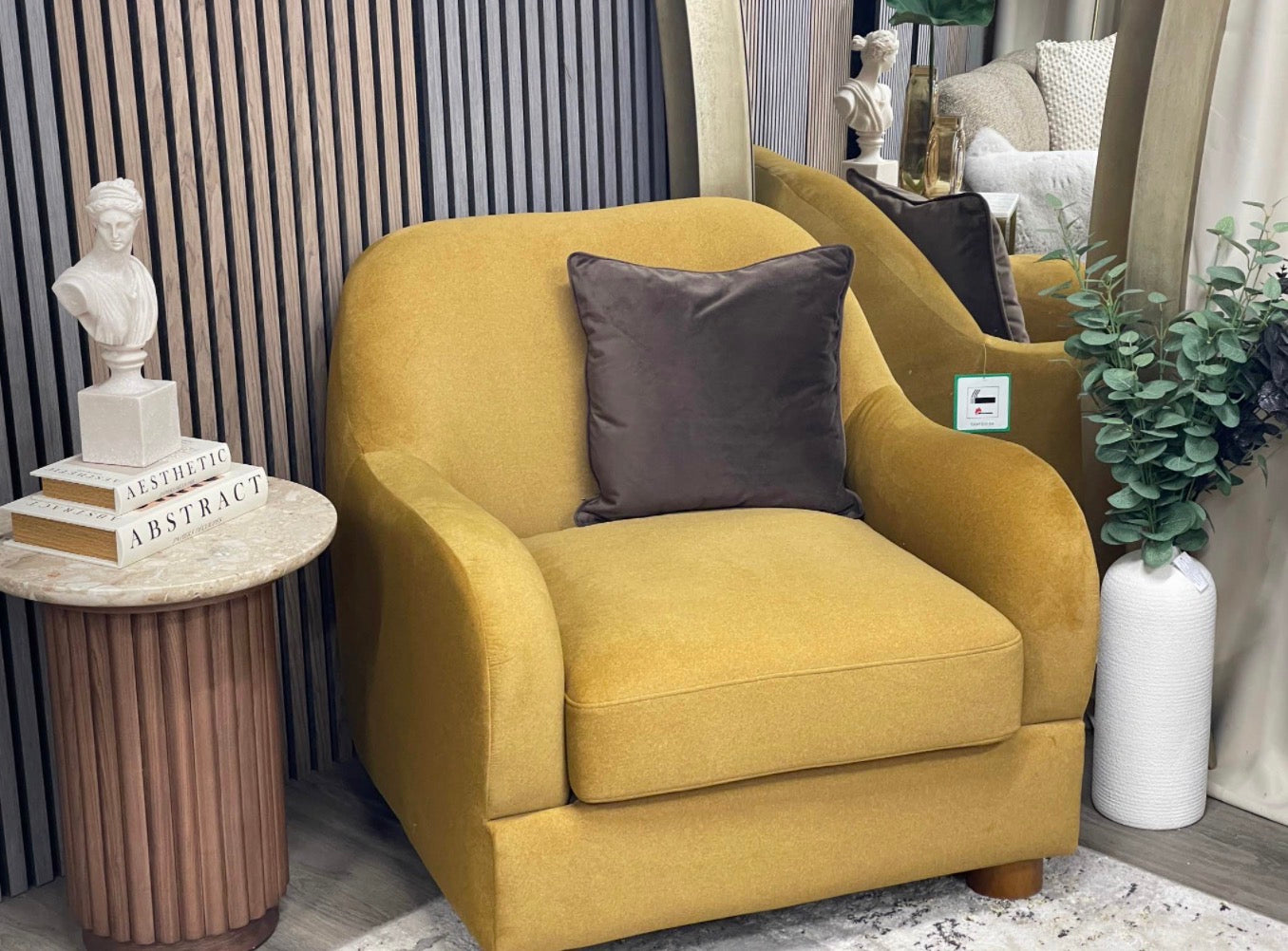 Mohair Mustard Accent Chair