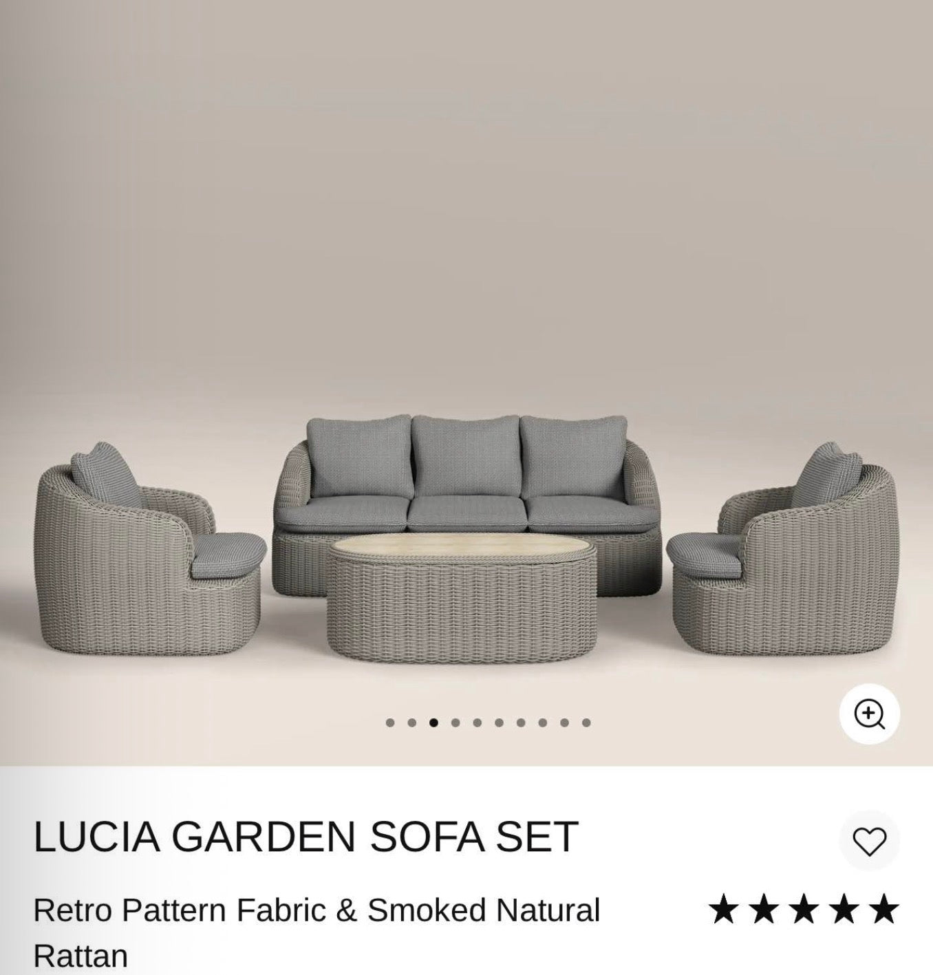 Lucia Smoke Natural Rattan Garden Sofa Set