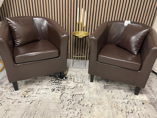 Leather Tub Chairs x2