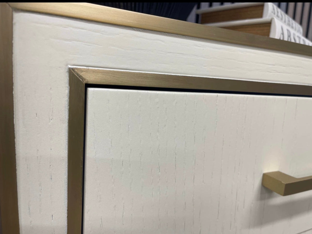 Set Of 2 Emma Cream And Brass Bedside Tables