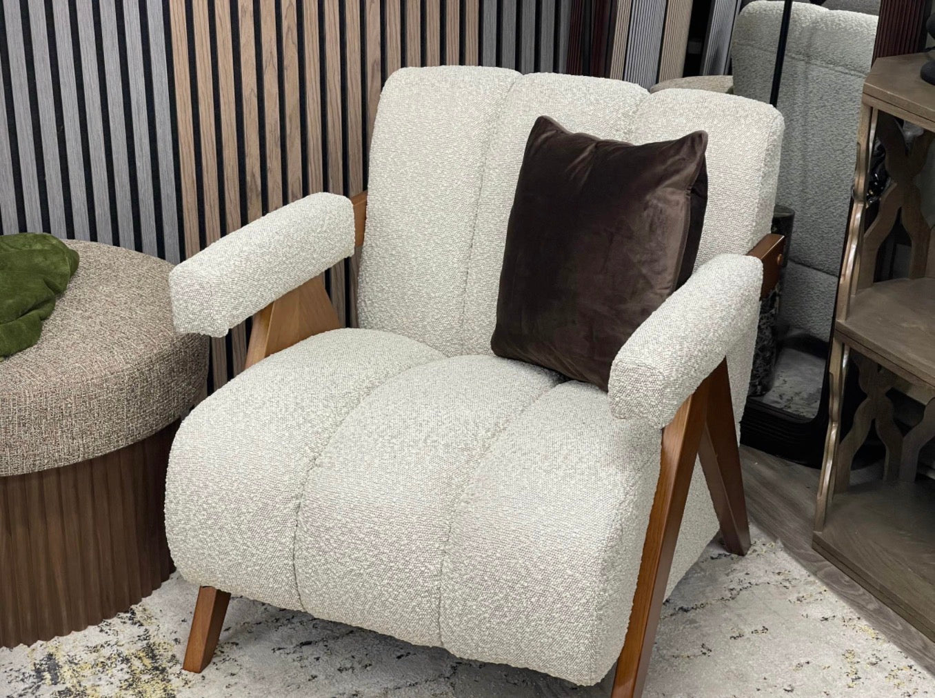 Paulo Speckled Stone Boucle Armchair