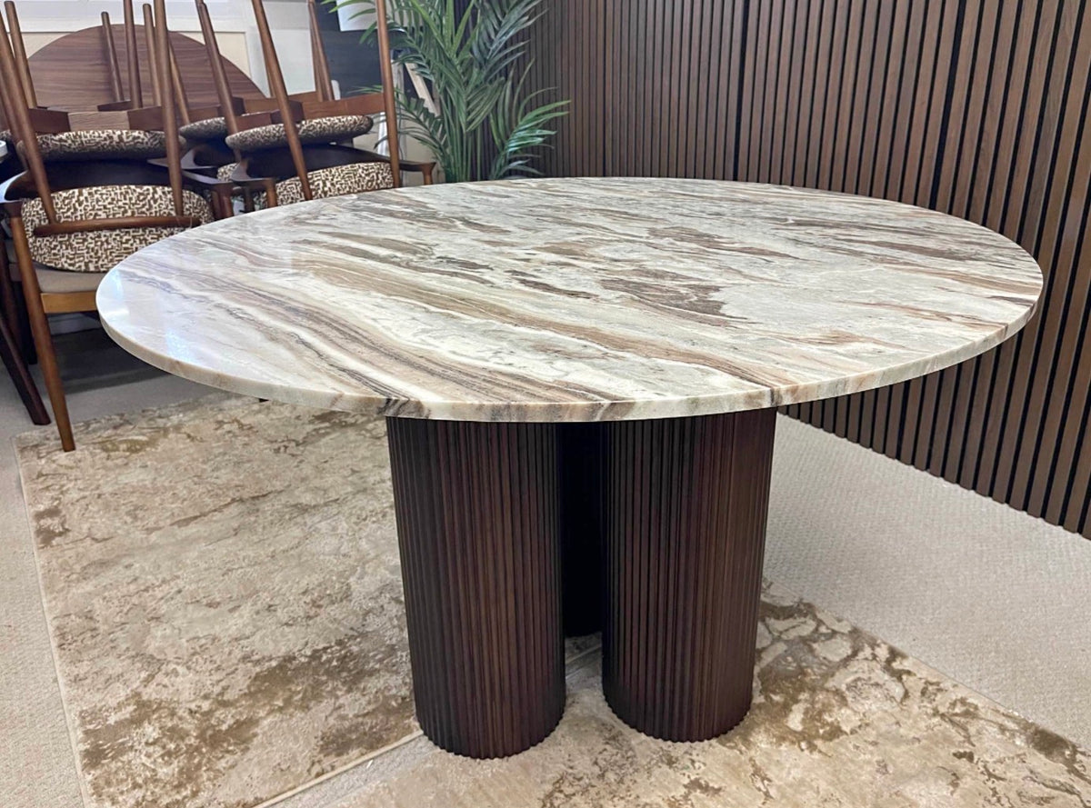 Fantasy Brown Marble Round Dining Table