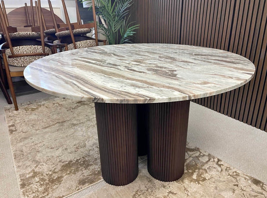 Fantasy Brown Marble Round Dining Table