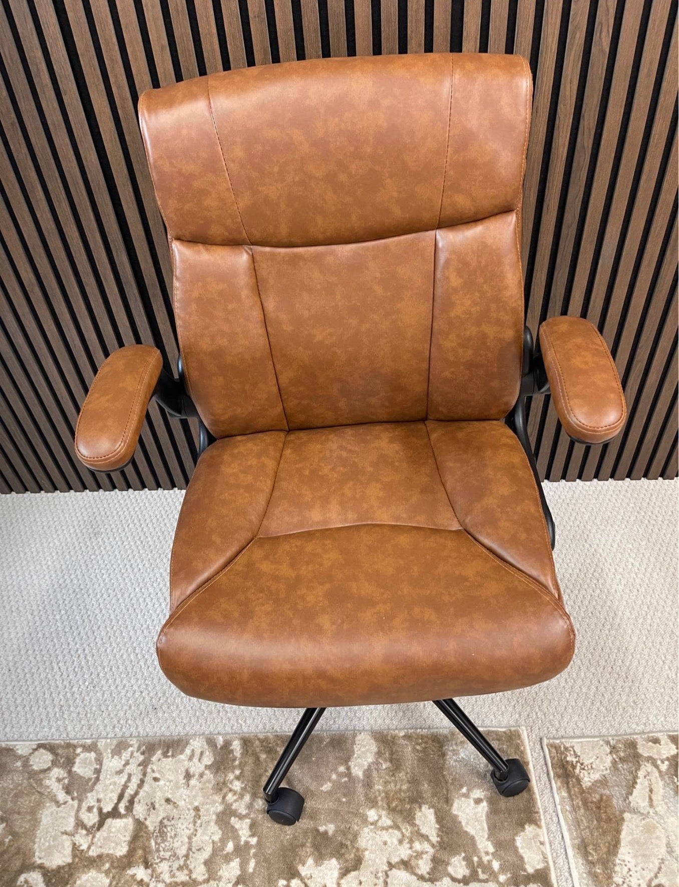 Tan Faux Leather Office Chair