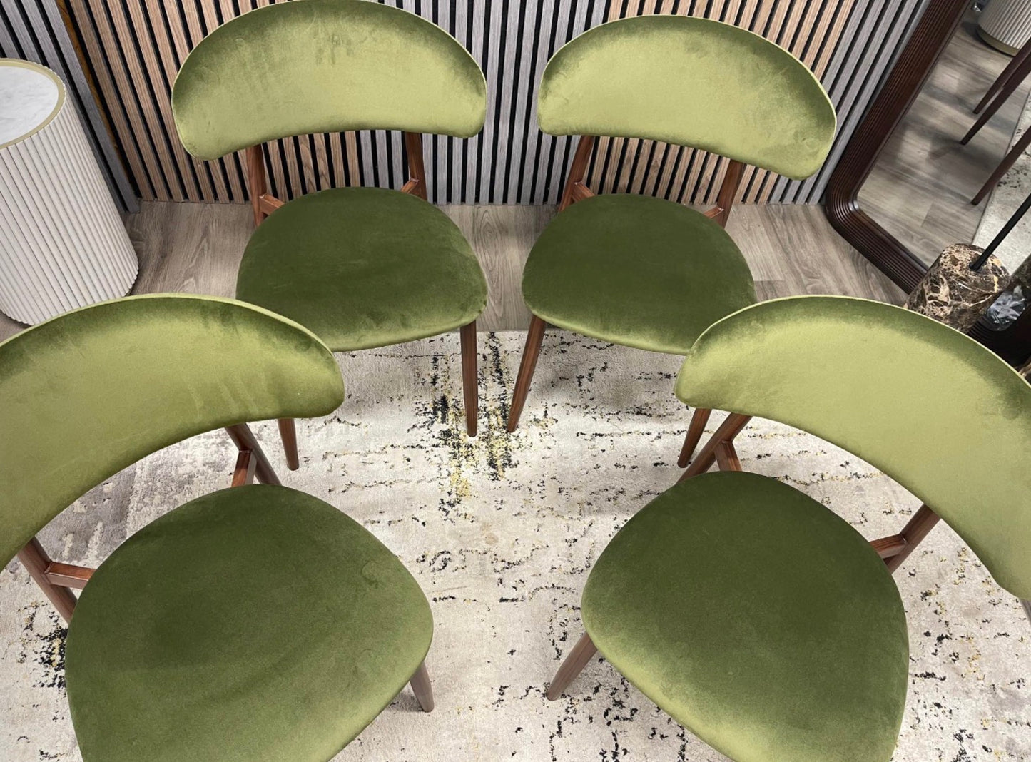 Halston Green Velvet Dining Chairs x4