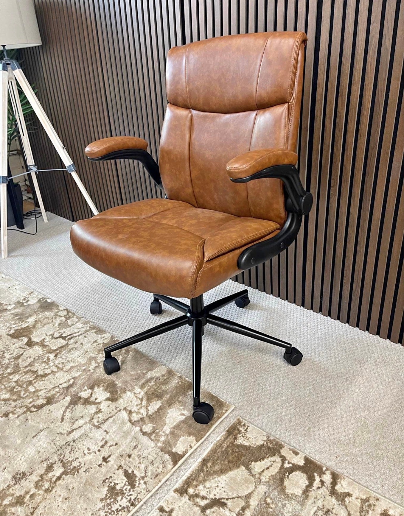 Tan Faux Leather Office Chair