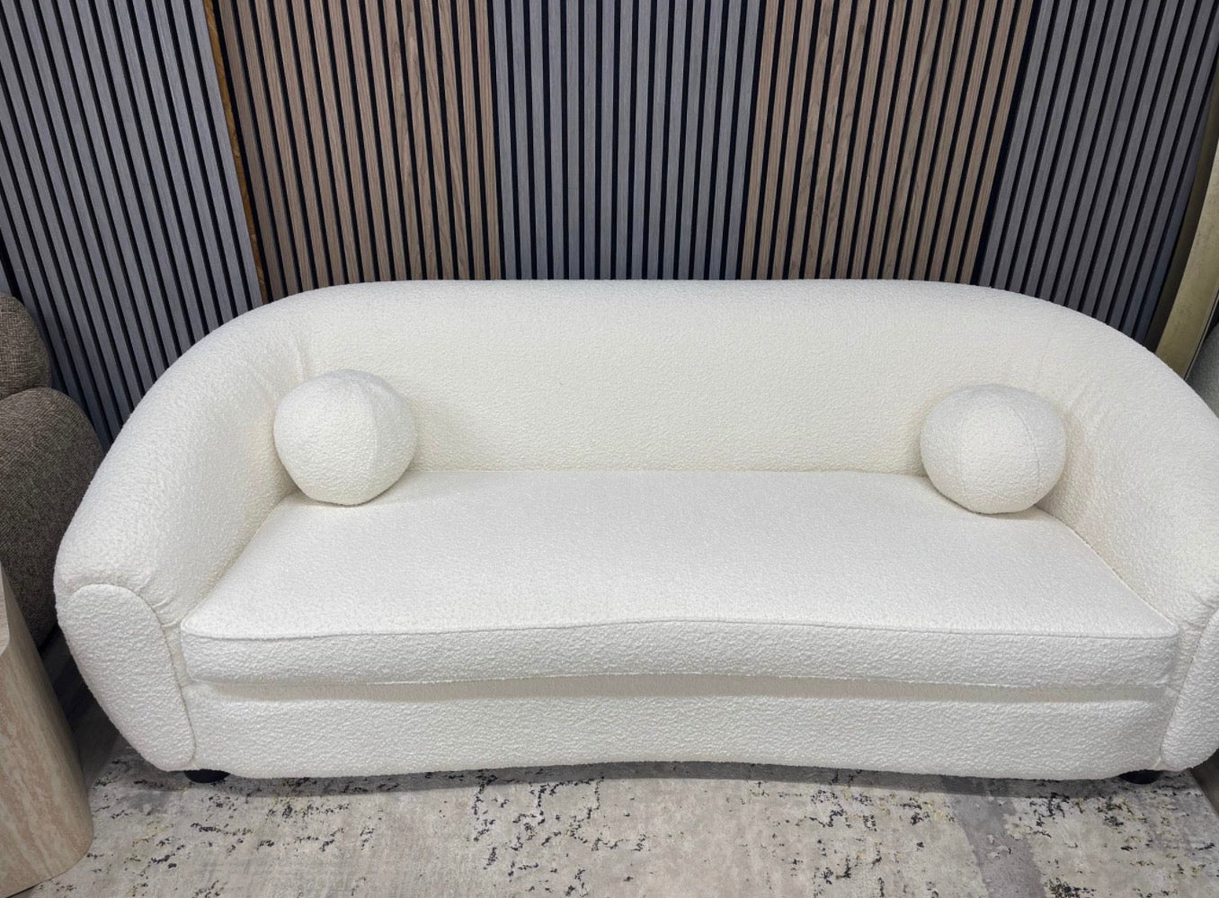 White Boucle 3 Seater Sofa