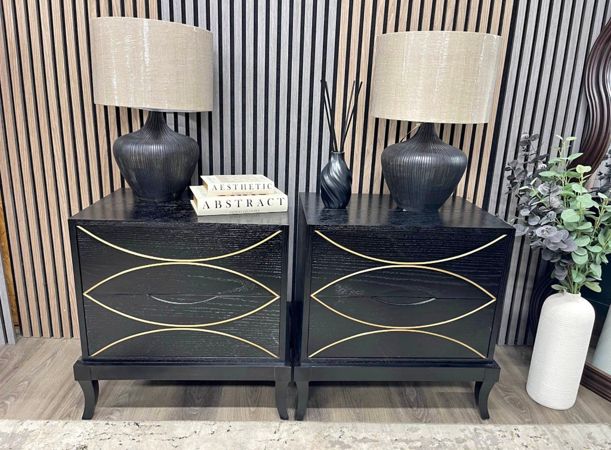 Set Of 2 Blair Black 2 Drawer Bedside Tables