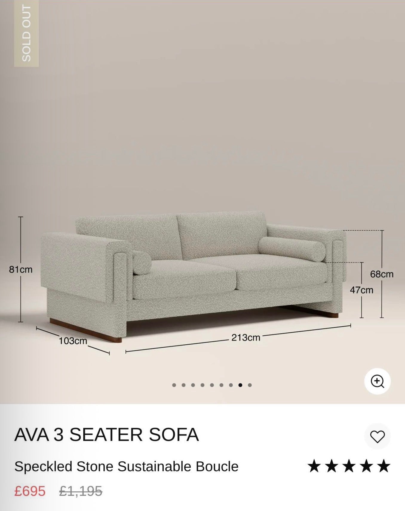 Speckled Stone Boucle 3 Seater Sofa