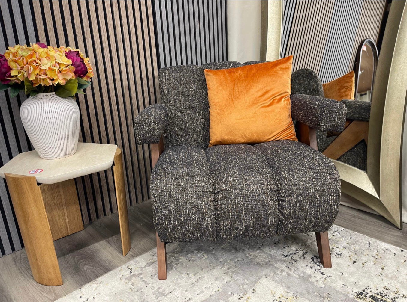 Paulo Speckled Espresso Boucle Armchair