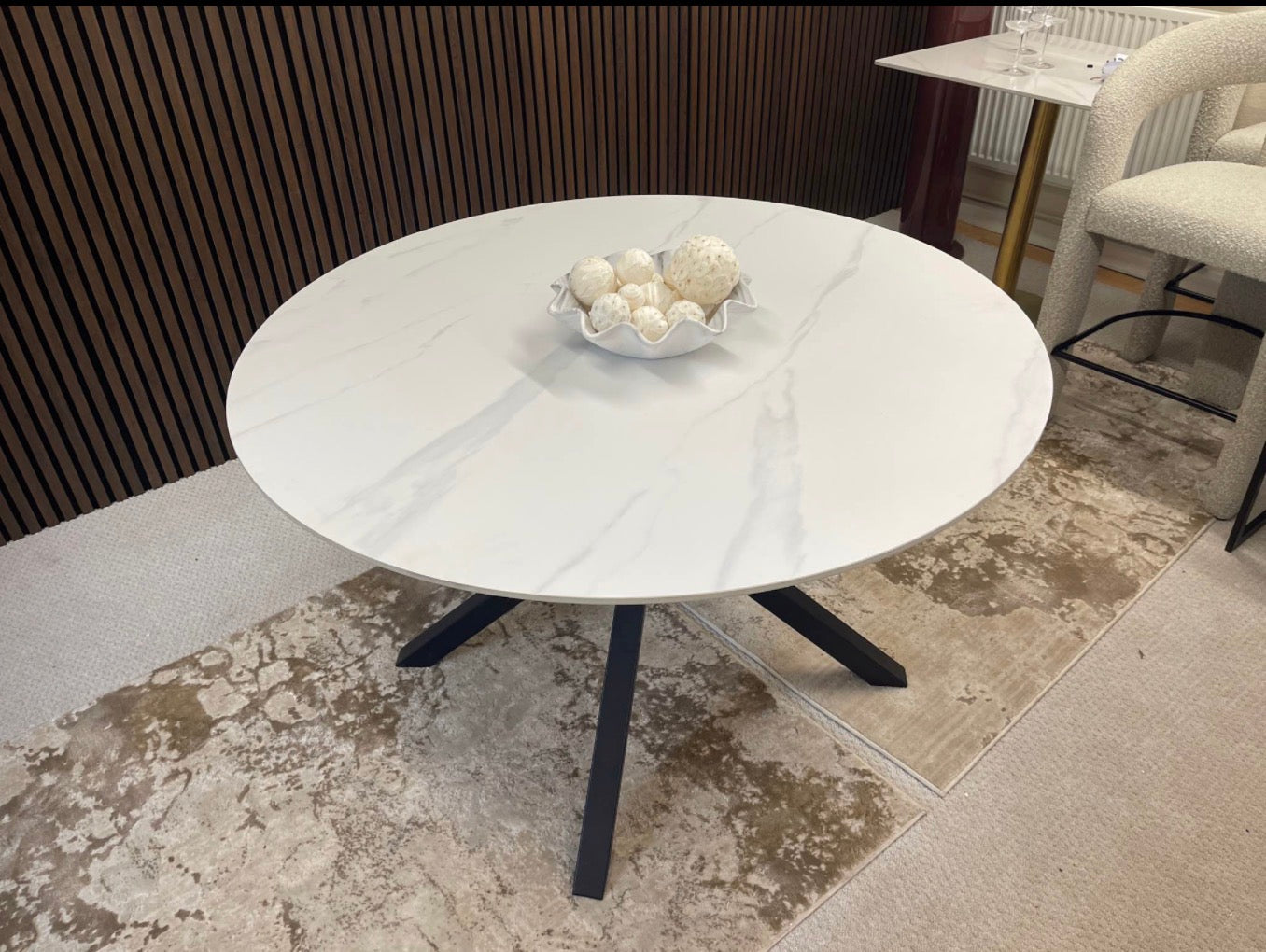 White Ceramic Round Dining Table