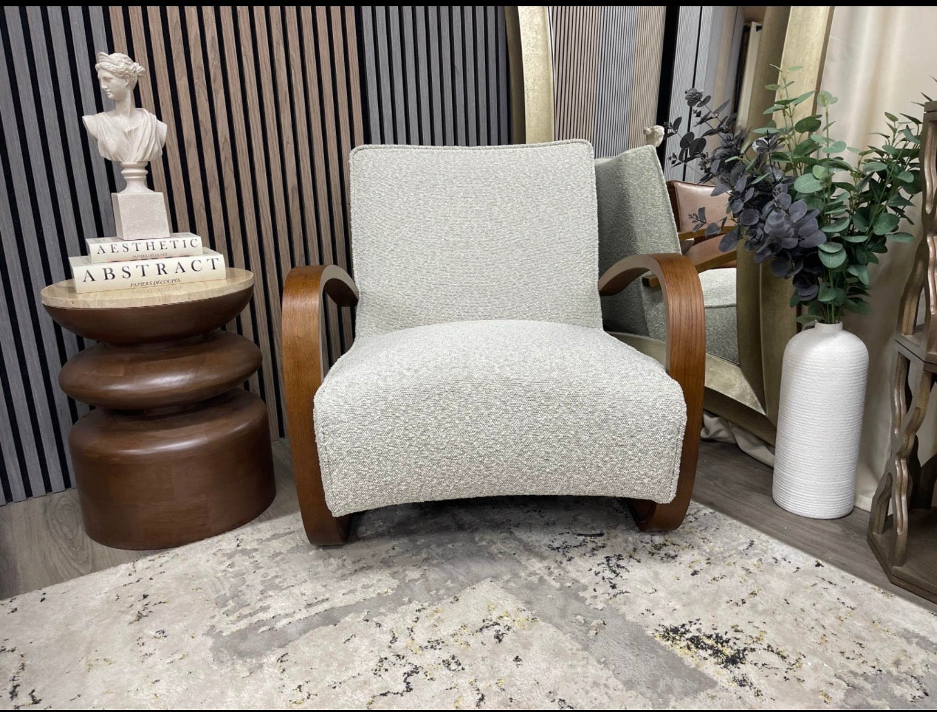 Speckled Stone Boucle Accent Chair