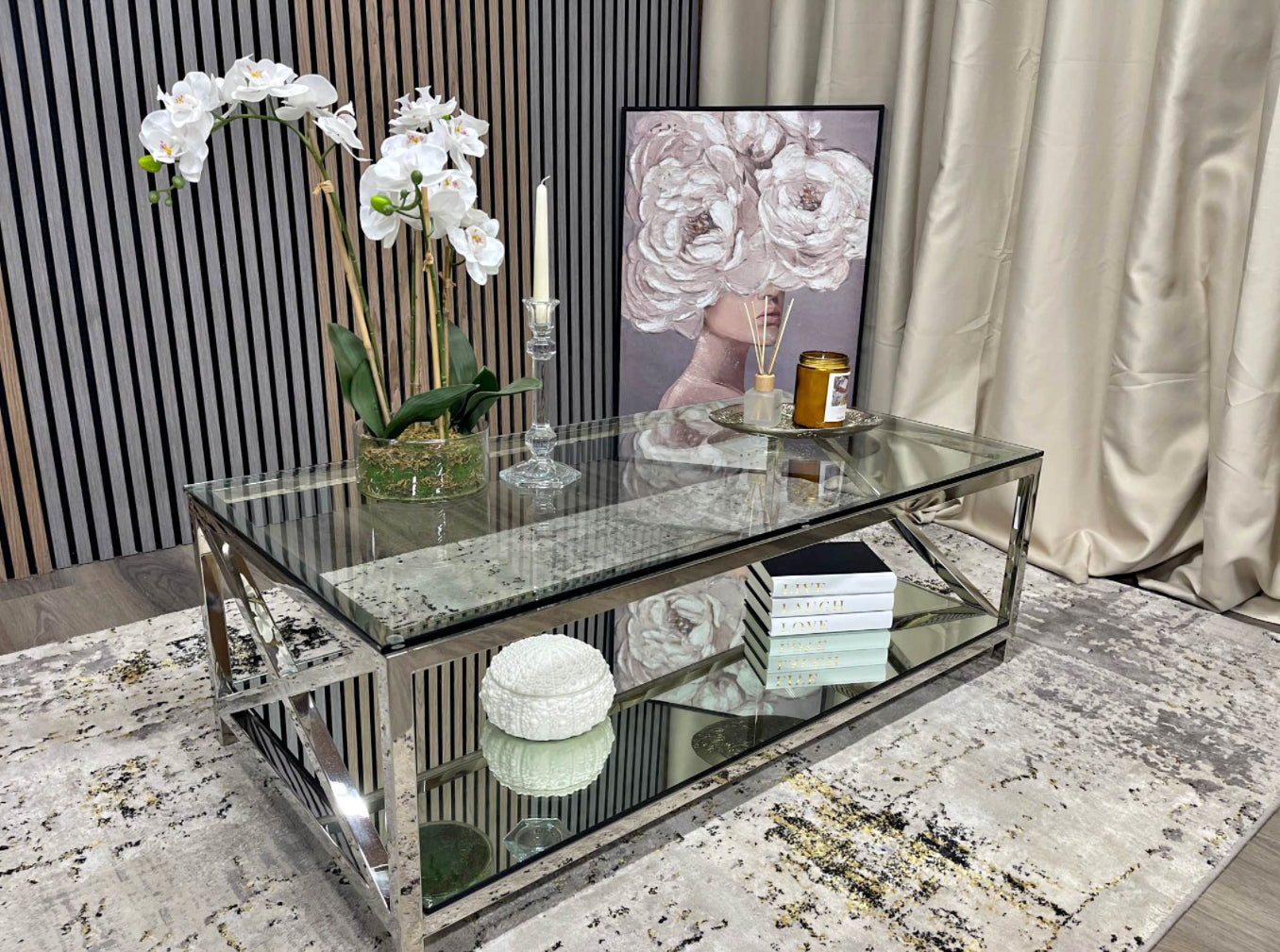 Glass And Chrome Coffee Table