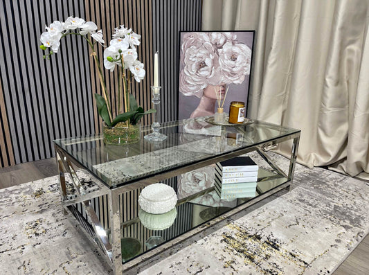 Glass And Chrome Coffee Table
