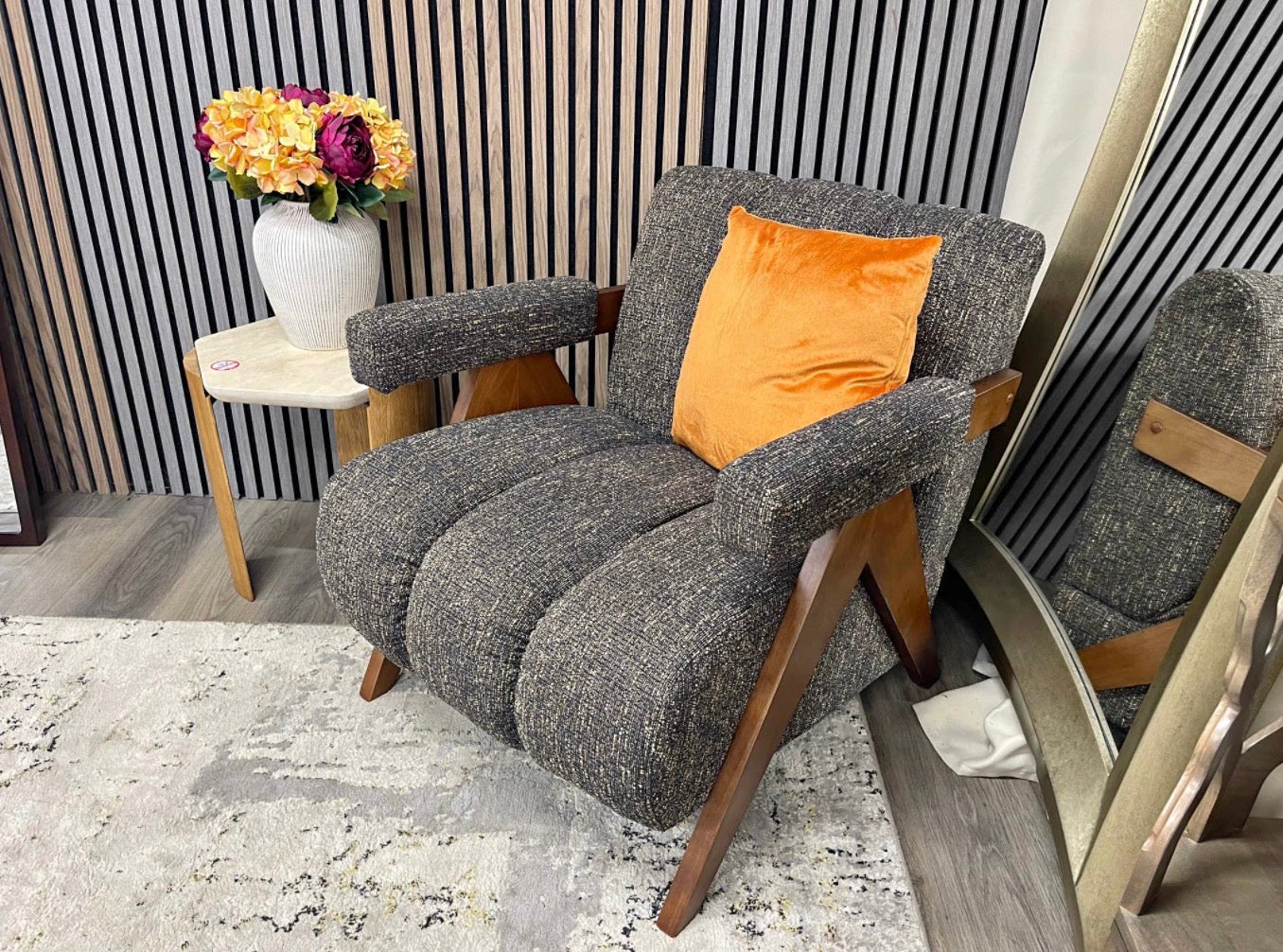Paulo Speckled Espresso Boucle Armchair