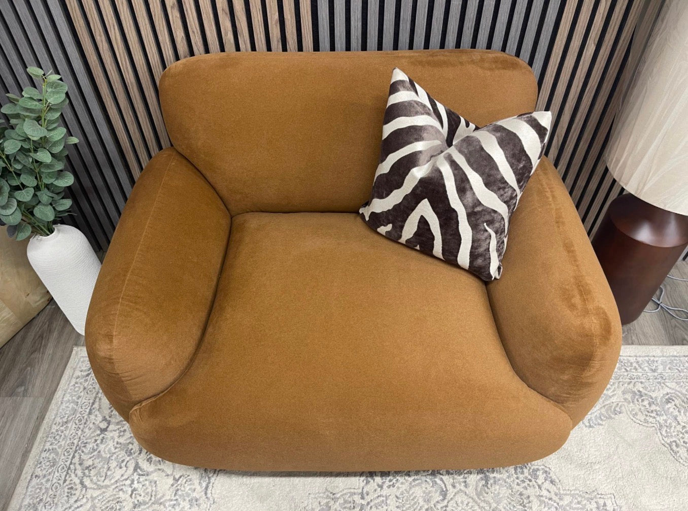 Cloud Caramel Mohair Velvet Armchair