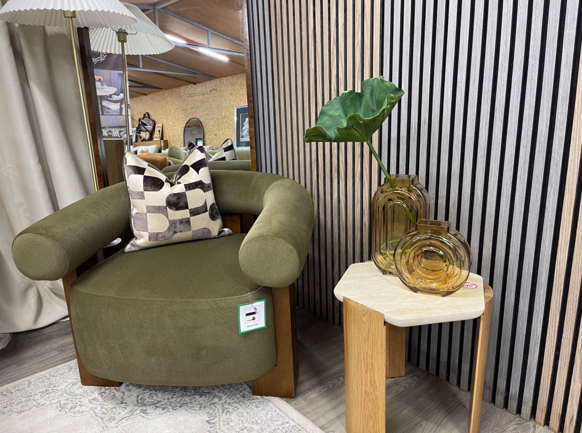 Fawnley Moss Green Mohair Velvet Armchair