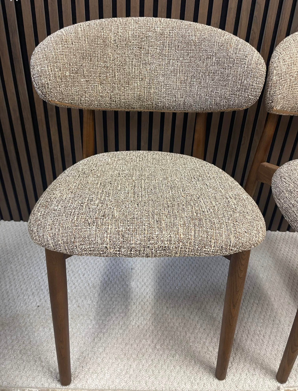 Halston Cappuccino Speckled Boucle Dining Chairs x4