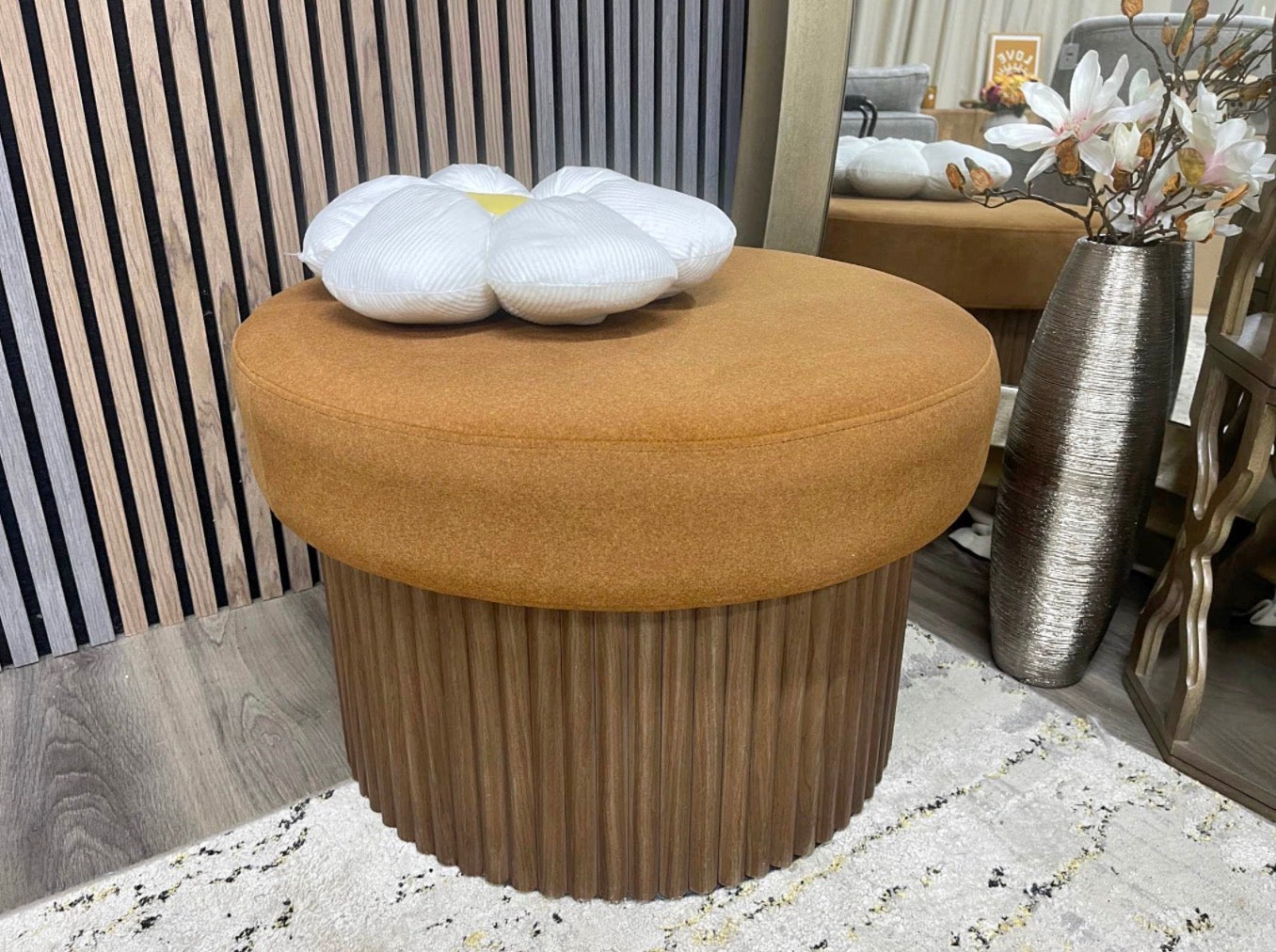 Caramel Velvet Storage Footstool