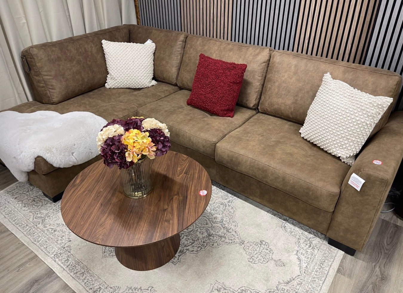Brown Suede Corner Sofa