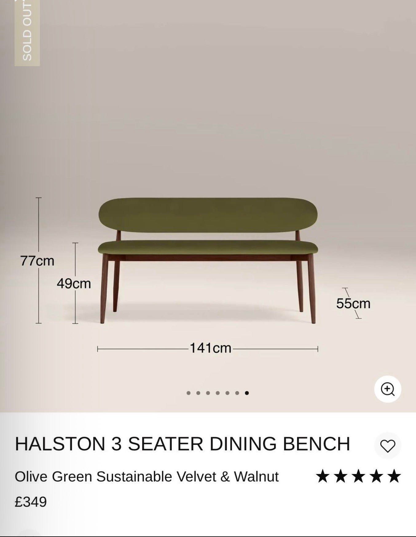 Halston Moss Green Velvet Dining Bench