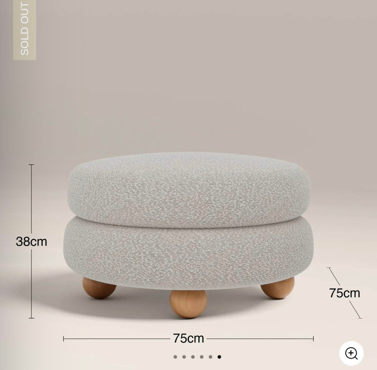 Speckled Stone Boucle Round Footstool