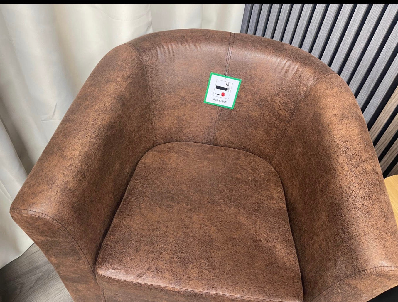 Brown Faux Leather Tub Chair