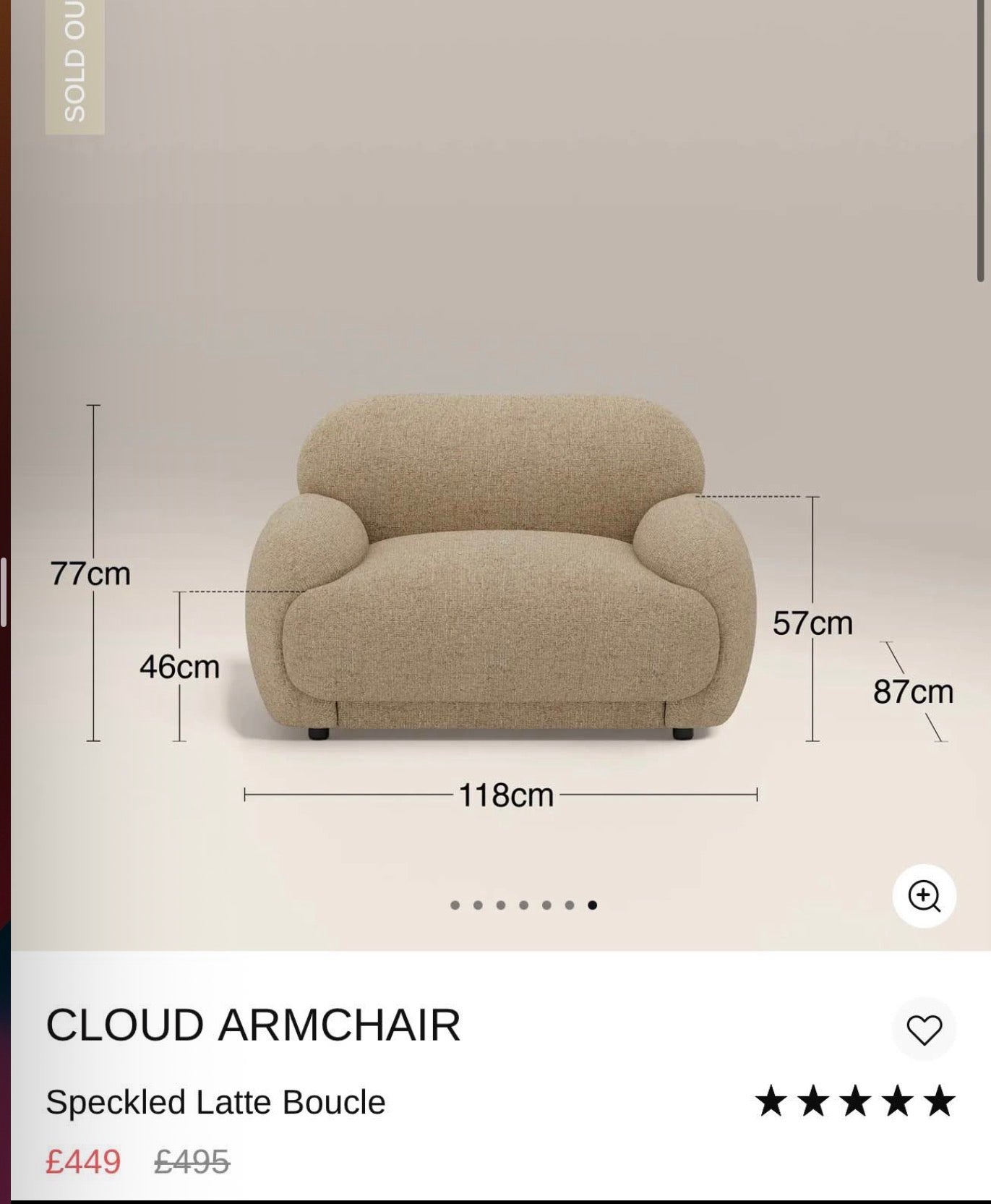 Speckled Latte Boucle Cloud Armchair