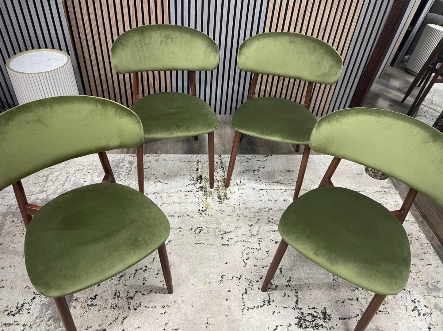 Halston Green Velvet Dining Chairs x4