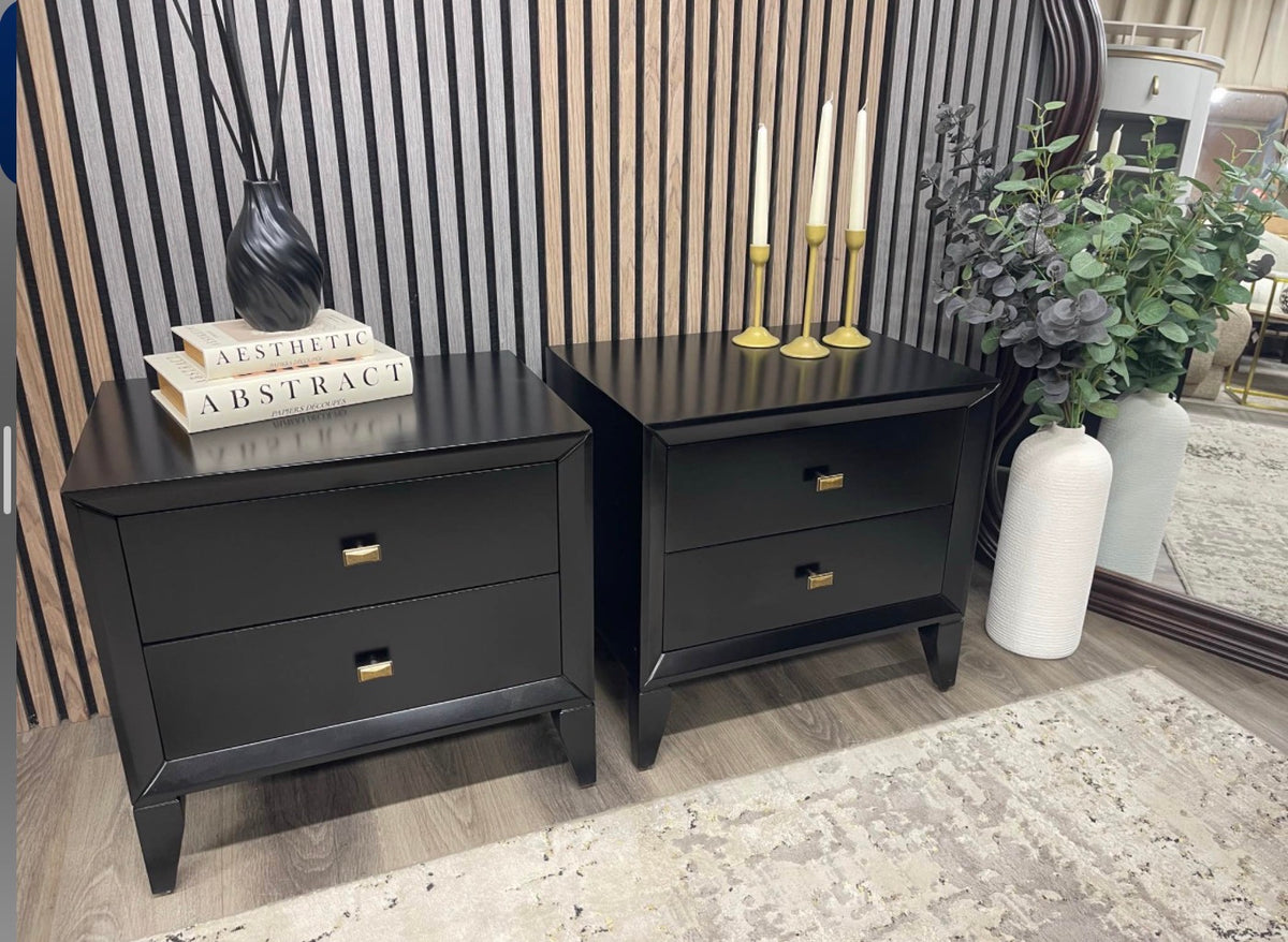 Set Of 2 Nancy Dark Walnut Bedside Tables