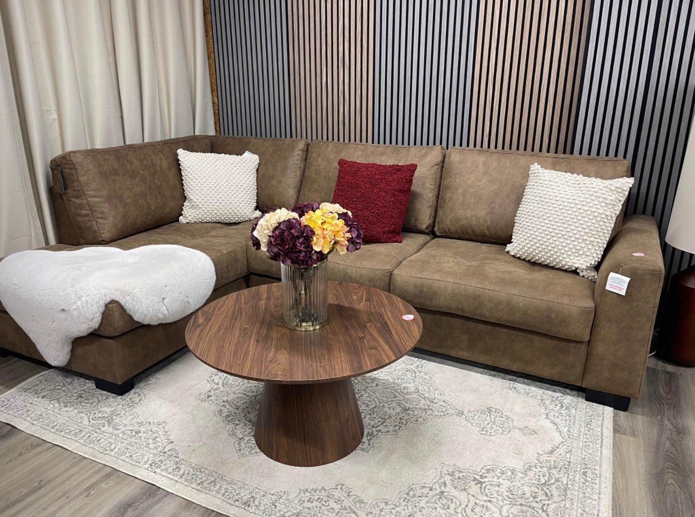 Brown Suede Corner Sofa