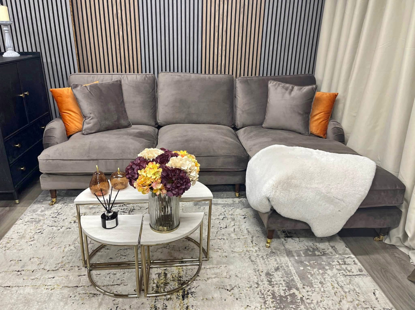 Ashby Large L Shape Velvet Sofa