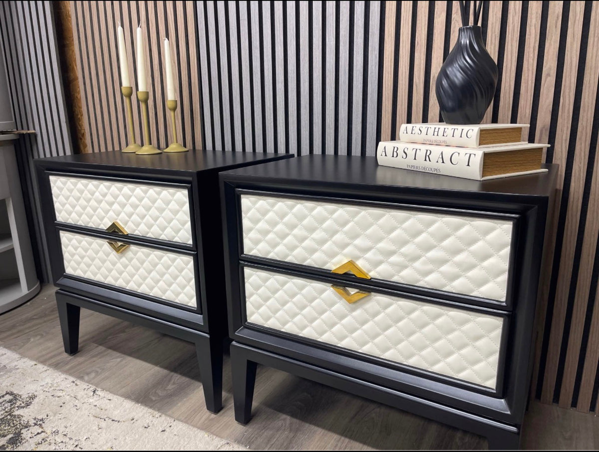 Black And White Bedside Tables x2