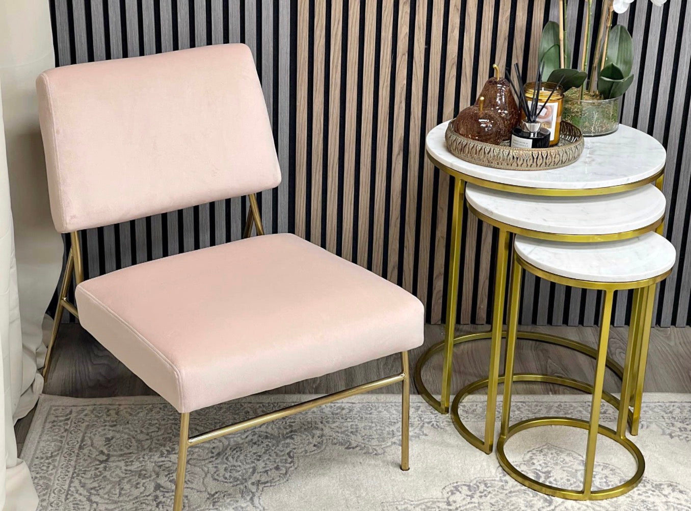Blush Pink Velvet Accent Chair